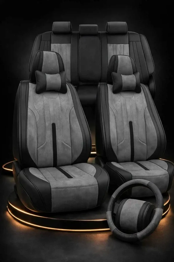 ריפוד יוקרתי לרכב בצבע שחור אפור