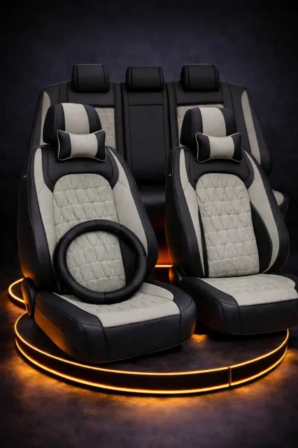 ריפוד יוקרתי לרכב בצבע שחור לבן