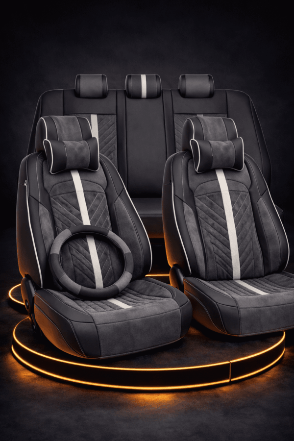 ריפוד יוקרתי לרכב בצבע אפור כהה